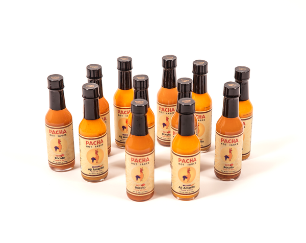 Pacha Hot Sauce - Aji Amarillo/Rocoto  5 Oz. Bottle (Combo Mix Case of 12)